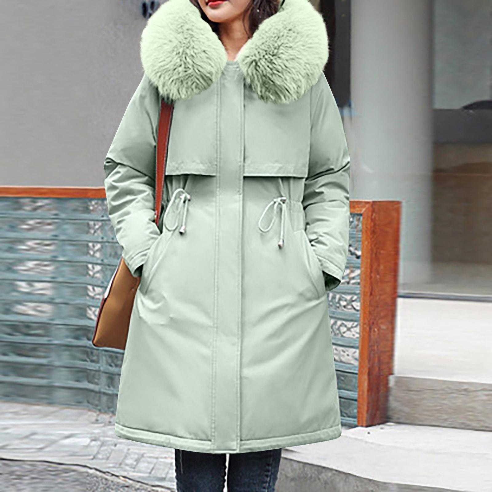 

Женская модная повседневная однотонная хлопковая куртка с капюшоном и плюшевой застежкой-молнией и пуговицами средней длины с длинными рукавами XXXXXL светло-зеленый