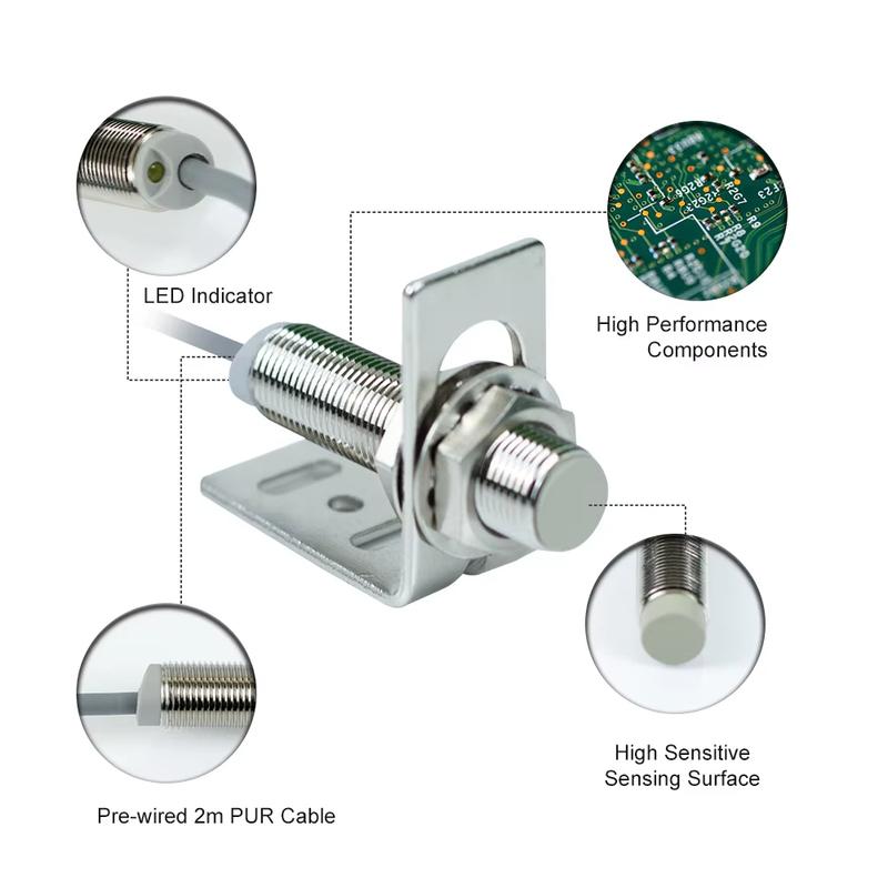 KJT M8 Sn 2mm Proximity Sensor Switch NON-Flush Inductive Detection Approach PNP NPN Normal Open Close with 2m Cable Wire