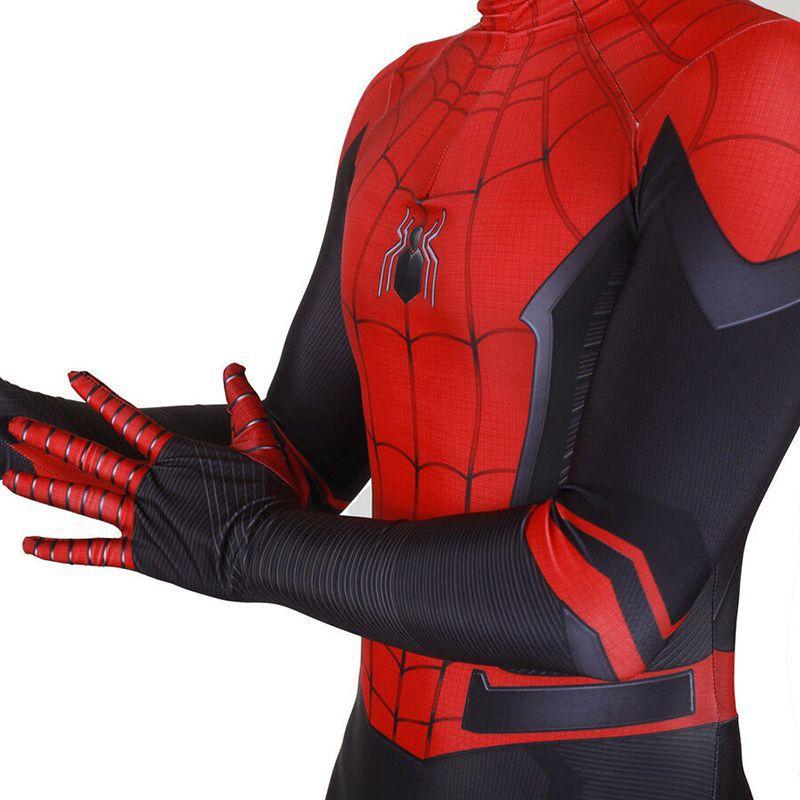 Hochwertiges Spiderman-Kostüm, Kostüm für Erwachsene und Kinder, Halloween-Kostüm, rot/schwarz, Spandex, Cosplay-Kleidung