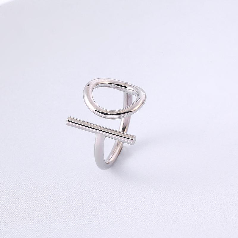 

Японско-корейское минималистичное полосатое геометрическое медное кольцо - уникальный невыцветающий дизайн для пар Adjustable Open серебряный