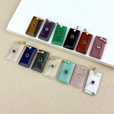 Natural White Crystal Rectangular Pendant Necklace Jewelry Accessories