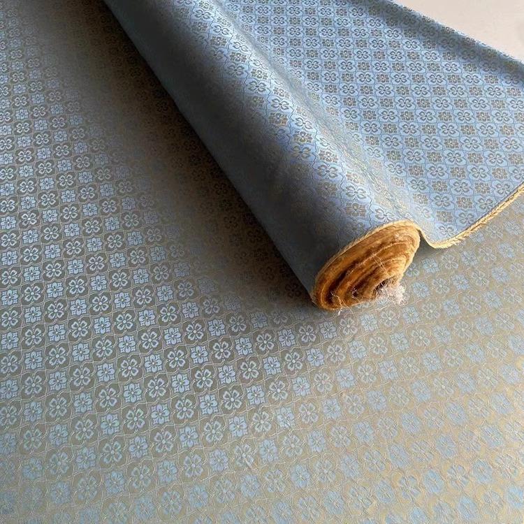 100x114cm Four-Leaf Diamond Jacquard Silk Sambu Satin for New Chinese-Style Qipao, Hanfu, and Traditional Garments