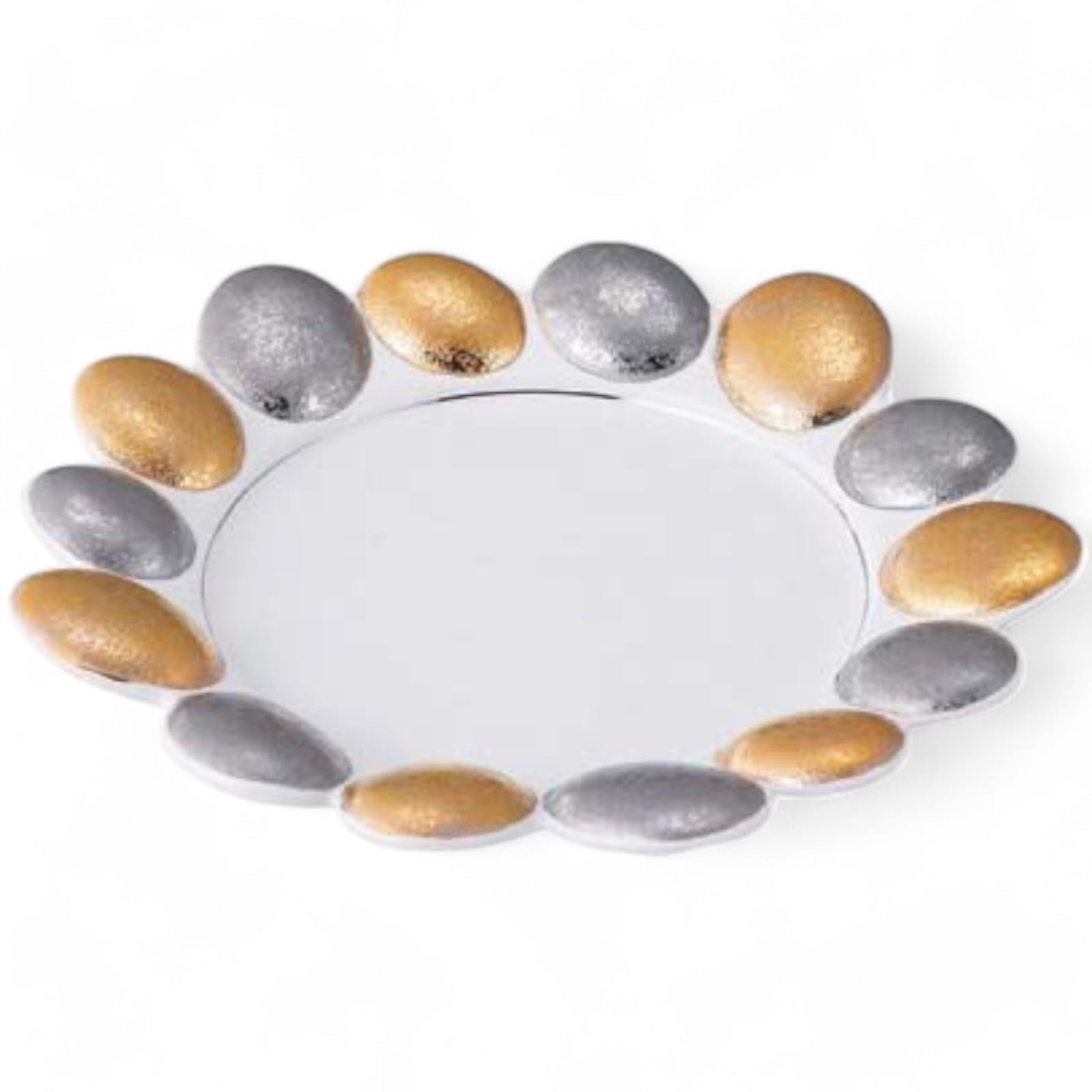 

Takumifu Arita Ware 20cm Plate, Gold, Silver, and White Jewel-Shaped Plate, Made in Japan