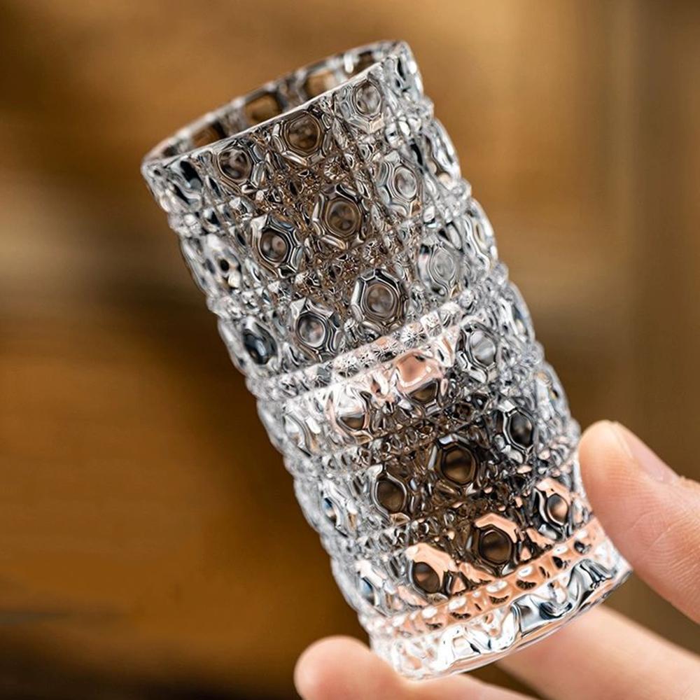 2/4pcs, Japanese Classical Small Wine Glass, Diamond Textured Glass Shot Glass, Household Small Liquor Cup, Sake Wineglass
