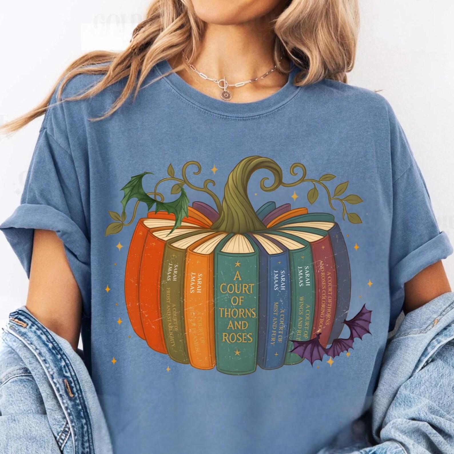 Acotar Book Pumpkin Shirt, All Booked For Fall Shirt, Retro Fall Pumpkin Books Tee, Autumn Reading Gift, Halloween Teacher Shirt XL