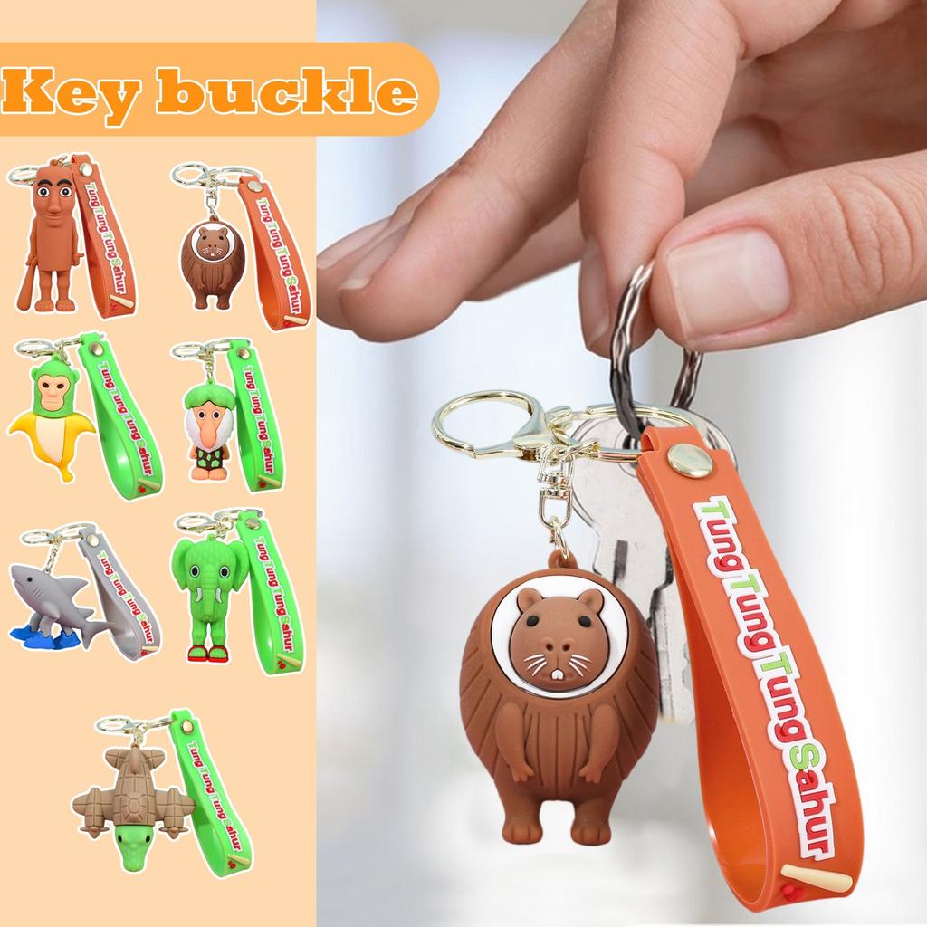Shanhaijing Keychain Abstract Design Wooden Stick Human Curiosity Hunting Keychain Backpack Pendant
