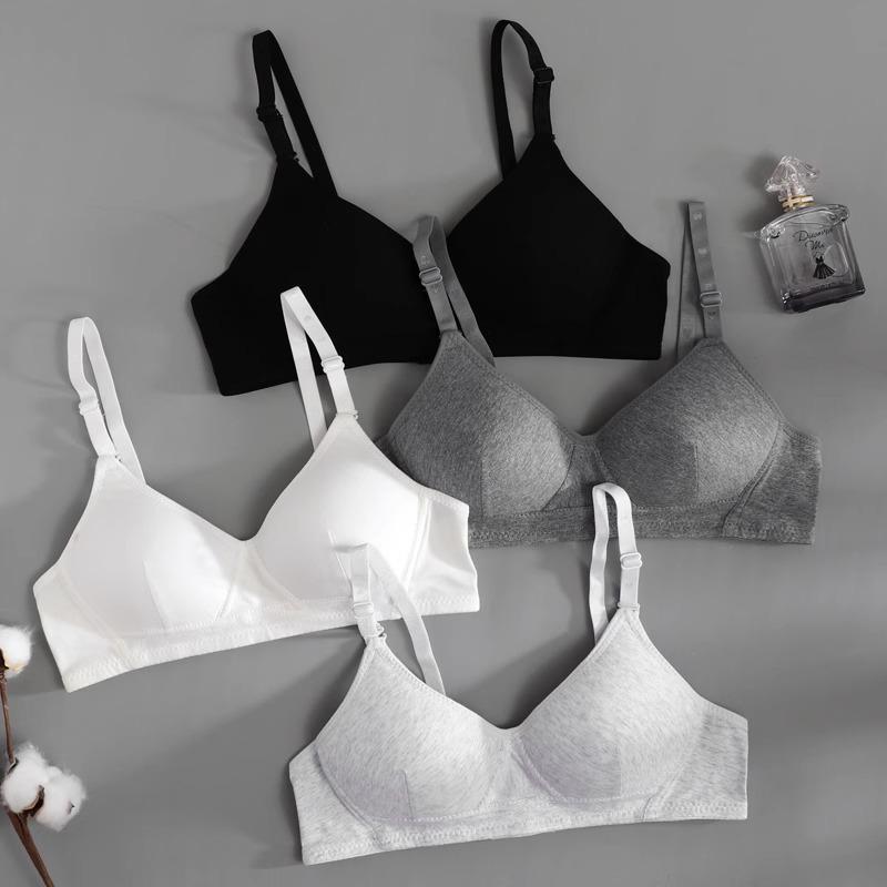 Teen Girls' Pure Cotton Push-up Bra for Small Busts - Thin Style, Cross-border Design