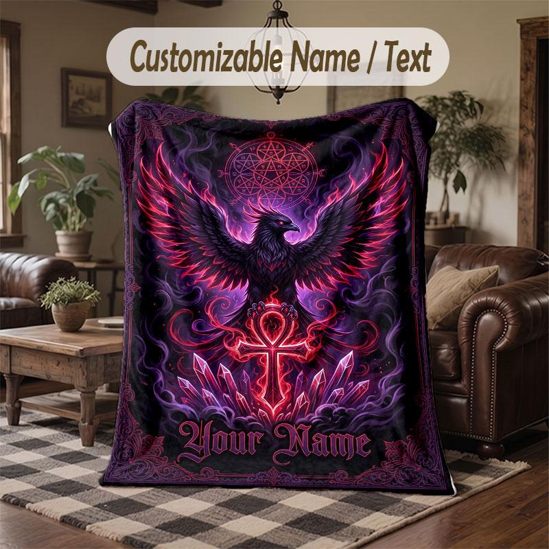Birds Theme Throw Blanket Custom Name Text Personalized Blanket Soft Cozy Blanket for Home Sofa Bed