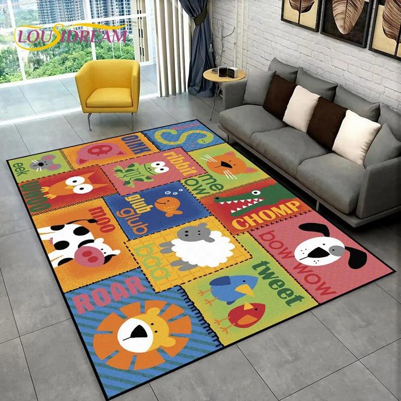ABC Cartoon Alphabet Kids Bedroom Carpet for Home Living Room Decor Hallway Non-slip Floor Mat Hotel Sofa Coffee Table Area Rugs