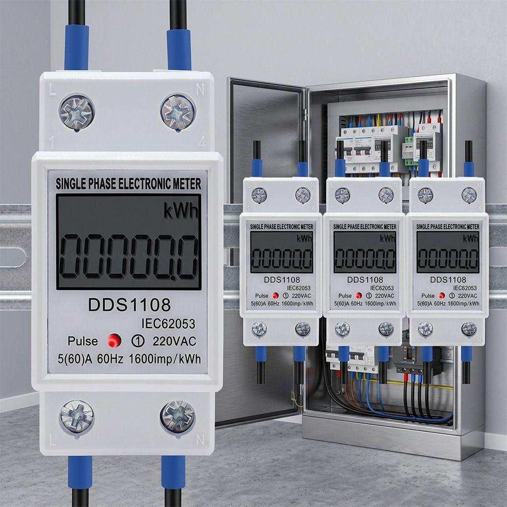 Multi-Function Single Phase Electric Energy Meter LCD Display LCD Energy Meter  Din Rail Mounting