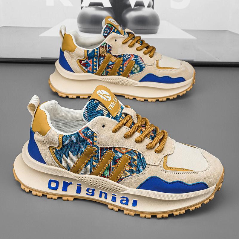 

2025 новая весенне-осенняя платформа повседневная молодежная беговая обувь спортивная повседневная обувь папа модная обувь европейская станция мужская обувь 44 синий