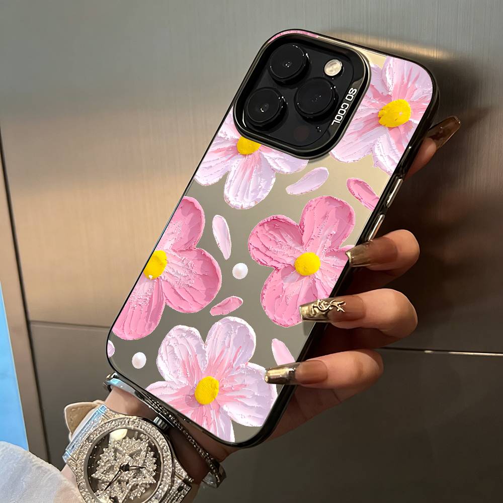 Beautiful flowers Phone Case For iPhone 17,16,15,14,13,12,11 Plus Pro Max Colored Silver Phone Case