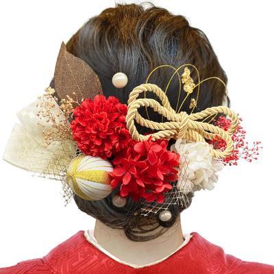 Baramoly Hair Ornament for and Preserved Dried Artificial Skeleton Braided Japanese and Gold Perfect for and Japanese Perfect for and Red Hair Clip