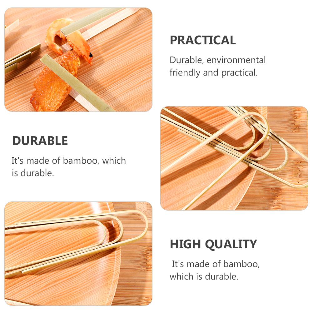 20 Pcs Bamboo Bread Tongs Food Serving Clips Household Steak Clips Bamboo Tong Natural Bamboo Clip