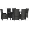 VidaXL Garden Dining Set and Cushions 7 Pcs Black and Grey Rattan, Dining Set, Dining Set 3185062