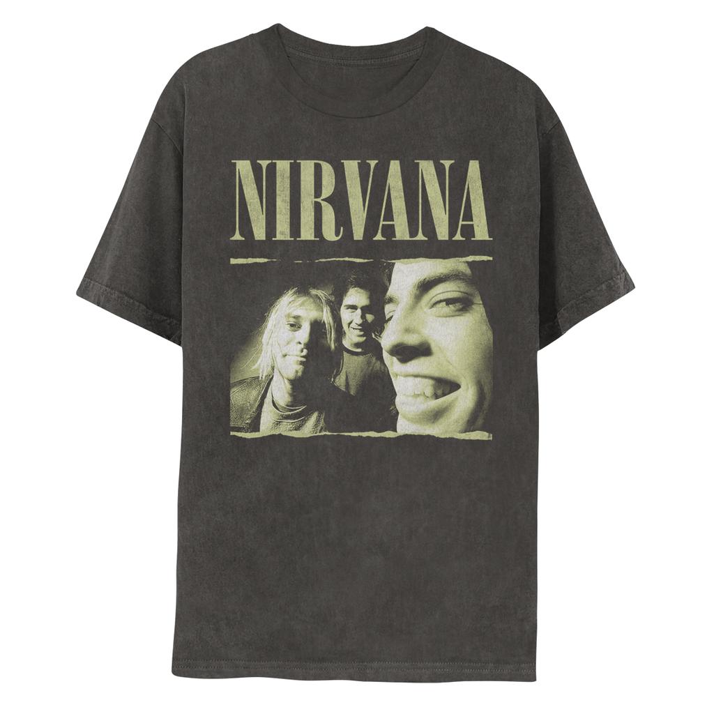 Nirvana "In Utero" Angel Floral Vintage Wash Oversized T-Shirt, Unisex Grunge Rock Fan Streetwear Tee, 100% Cotton Casual Short Sleeve Top