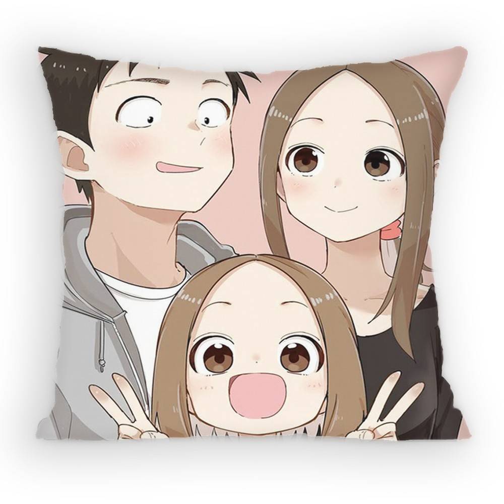 KKarakaiS Jozu no TTakagiSan Pillow Case Antidustmite Pillowcase Invisible zipper silky Sofa cushion cover for bedroom