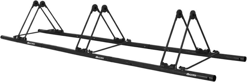 GORIX 3-Bike Bicycle Stand, Angled, Strong Wind and Tip-Proof, Angled, Holds 3 Bikes, Outdoor, Electric Bicycle Storage, Cycle Rack, GX-319S-3, Black