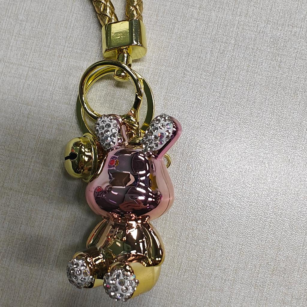 Cartoon Electroplating Rhinestone Rabbit Key Chain Female Gradient Bunny Student School Bag Pendant Keyrins