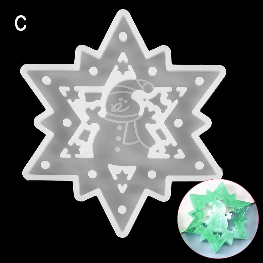 Christmas Snowflakes Coaster Casting Mold Silicone Mould DIY Crystal Epoxy Resin Mold Christmas Tree Pendant Ornament Making