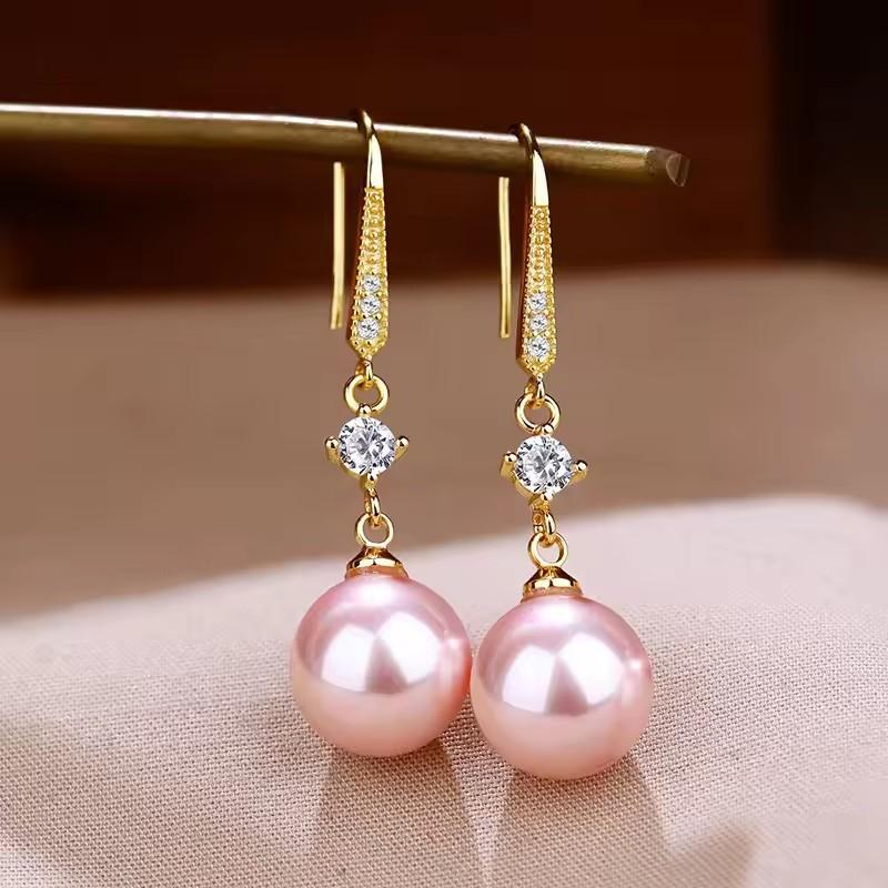 Elegante Zirkon-Perlen-Ohrhaken Minimalistischer Luxus Pendlerohrringe Schicker Einfacher Modeschmuck Für Frauen Tägliches Tragen