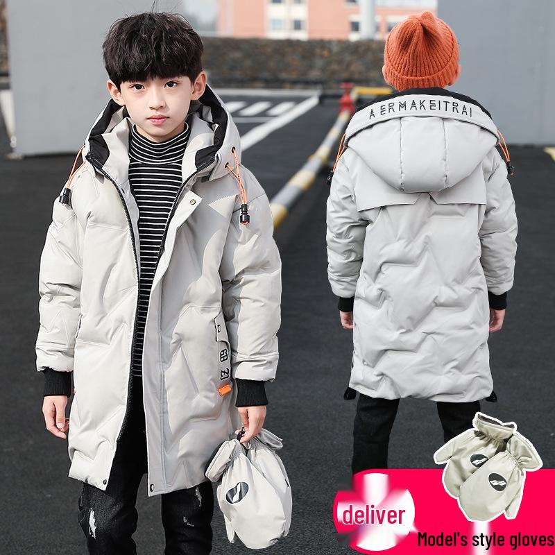 Boys' Winter Mid-Length Cotton Coat 2024 - Thick, Trendy Down Jacket for Kids