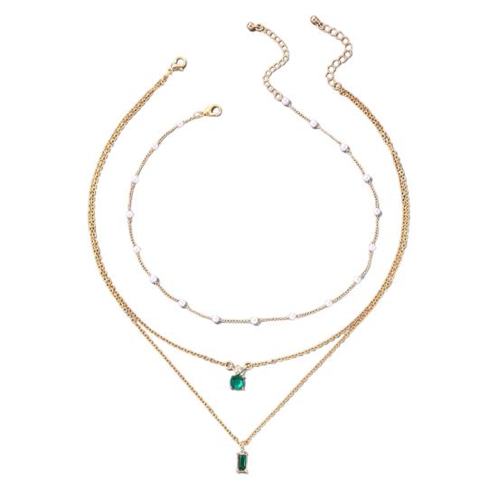 1 Set Layered Chain Necklace Faux Pearl Slim Choker Faux