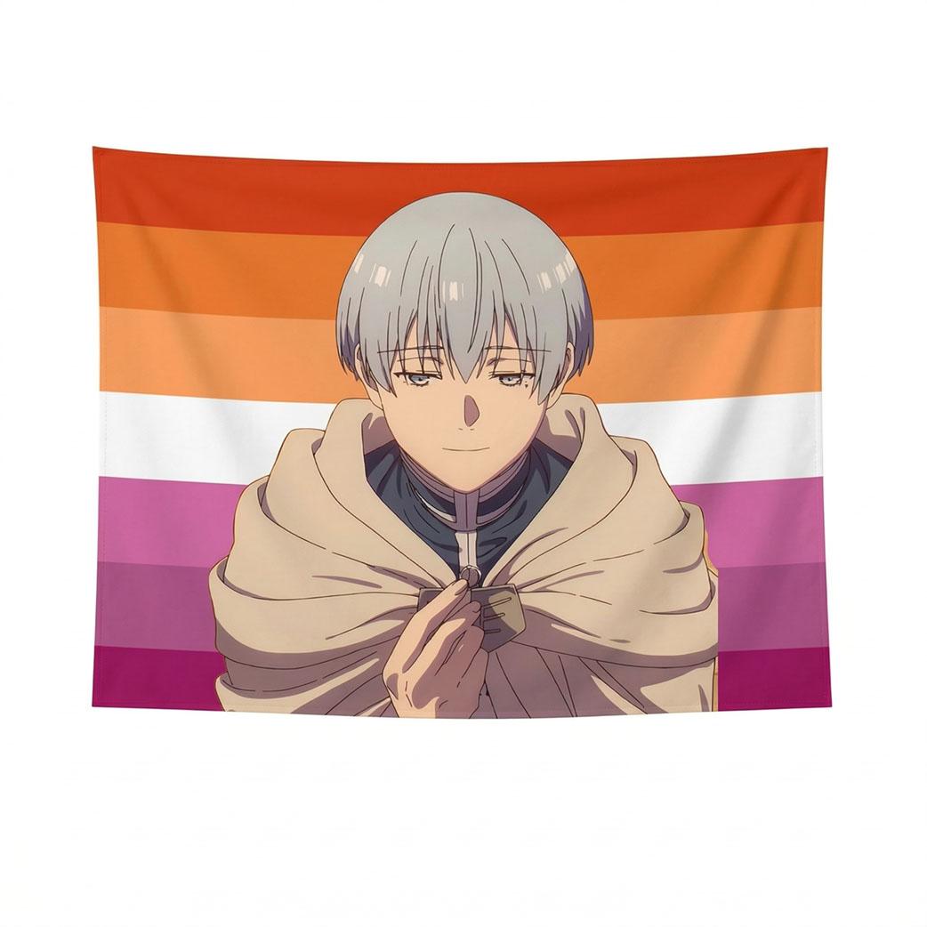 

Silver Hair Anime Boy Tapestry Rainbow Striped Flag Print Wall Hanging for Bedroom Dorm Decor 74x94cm(29x37in)