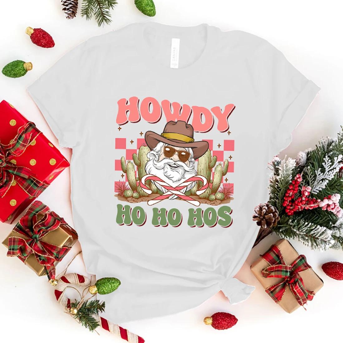 

Новая рождественская футболка с принтом Howdy Ho Ho Hos для женщин, мужчин, подростков, мода, хип-хоп, Harajuku, повседневные топы с коротким рукавом, футболки XXXL золотой