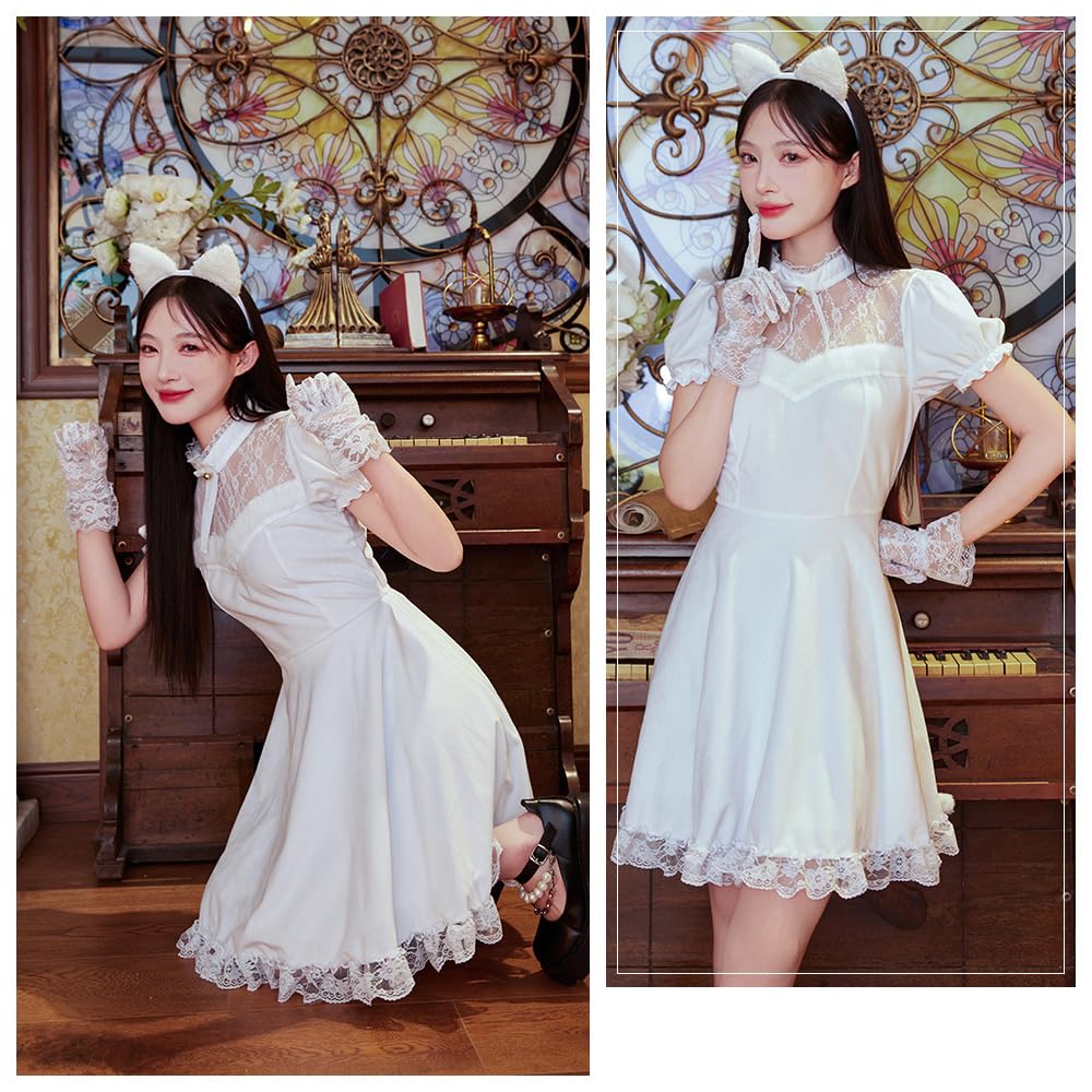 Bright Lala Halloween Costume Black Cat Animal Cat White Cat Cat Costume cos059-WH-XL