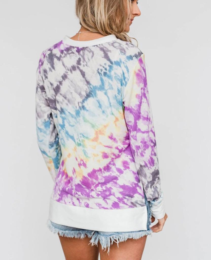Autumn Plus Size Women's Tie-Dye Gradient Round Neck Long Sleeve Hoodie