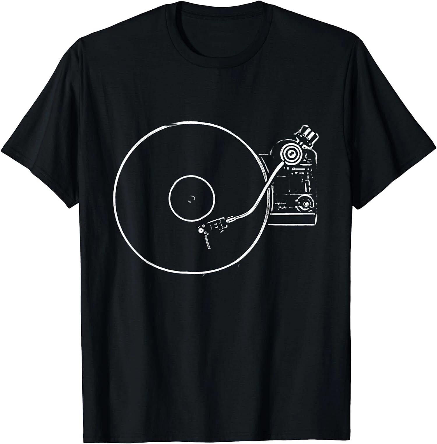 Vinyl Record Player Sketch Drawing T-Shirt M
