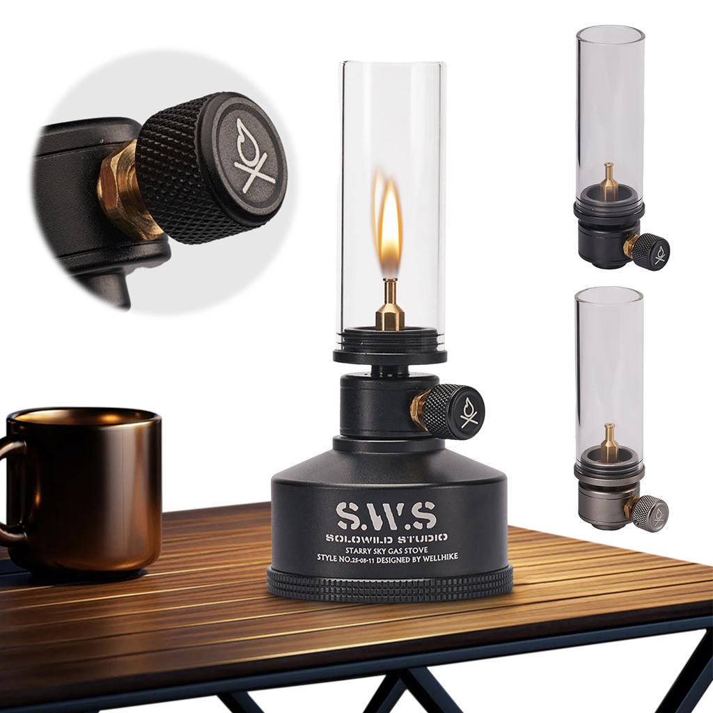 Gas Tank Lamp with Gas Burner Gas Atmosphere Lamp Energy-saving Candle Lantern Aluminum Alloy for Outdoor Fishing Camping Hiking