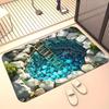 3D Visuelle Kieselgur Duschmatte - Wasserabsorbierend, Rutschfest, Schnelltrocknende Badezimmer-Bodenmatte