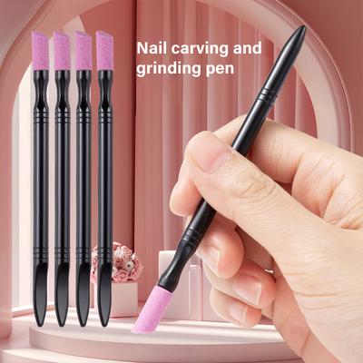5 Pcs Cuticle File Stone Double Headed Quartz Pen Nail File Stone Cuticle Pusher Nail Grinding Pen Stone Nail File Pen