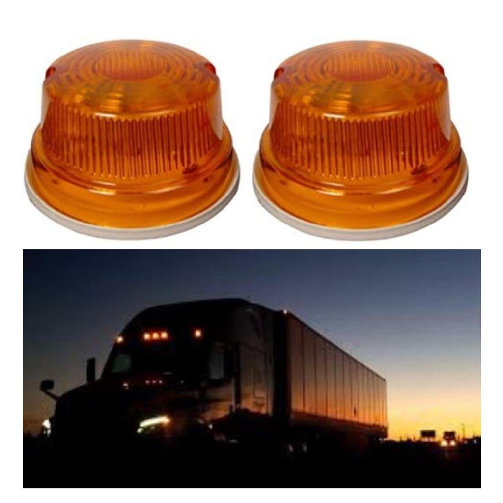 2-Pack Universal Round Amber LED Tail & Indicator Lights | 24V Trailer Turn Signal Lamps for RV, Truck, Tractor, Hinomoto, Kubota, Iseki, Yanmar