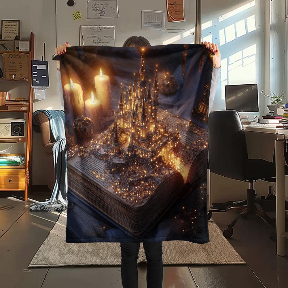 Glowing Books  Print Flannel Blanket, High Quality Comfortable for All Seasons, Home Decor, Warmth and Comfort