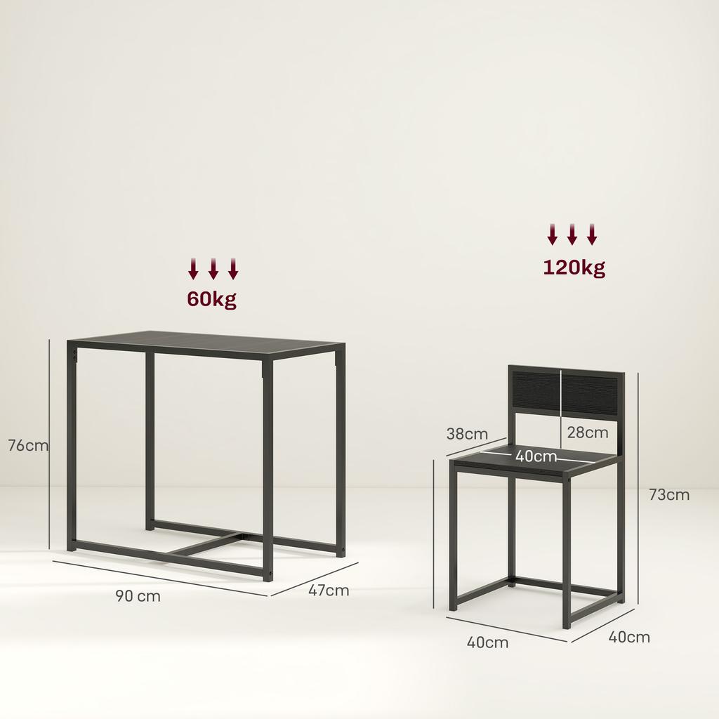 Dining Table And Chairs Set 2 Dining Room Sets Rectangular Space Saving Table And 2 Chairs For Compact Kitchens Steel Frame Black
