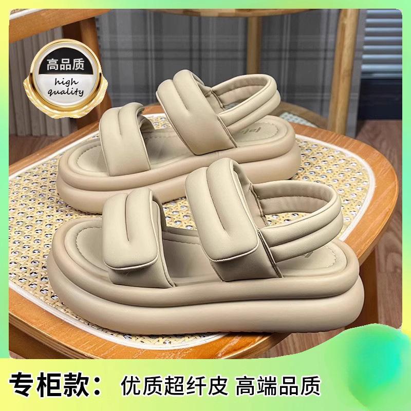 Stepping on shit sandals women's summer wear 2025 new Velcro Roman shoes thick sole heightening outer wear beach sandals