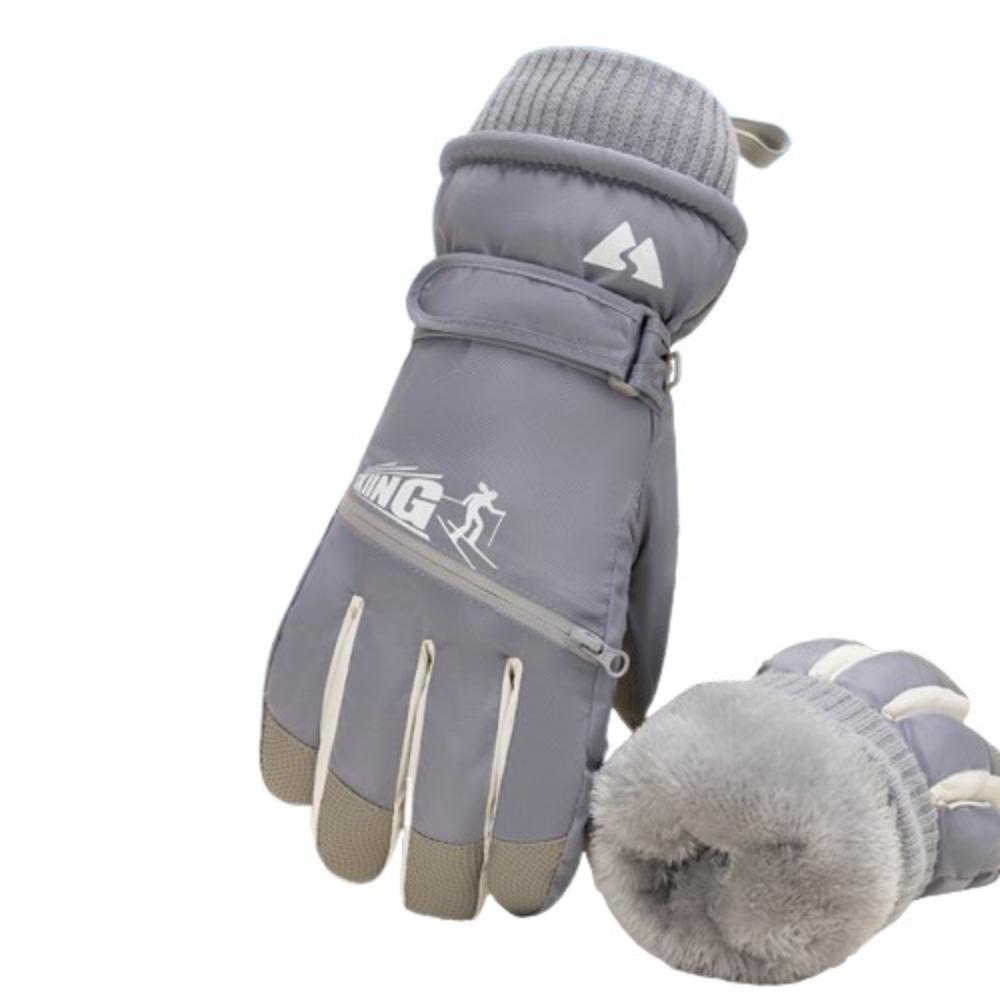 

Plush Ski Warm Gloves Snow Warm Gloves Protective Gears Full Finger Gloves Riding серый