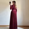 European Elegant Long-Sleeve Polo Collar Pleated Dress - Solid Color, New Style Fashion
