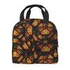 Orange Monarch Butterflies Print Portable Lunch Boxes Waterproof Thermal Cooler Food Insulated Lunch Bag Kids School Children