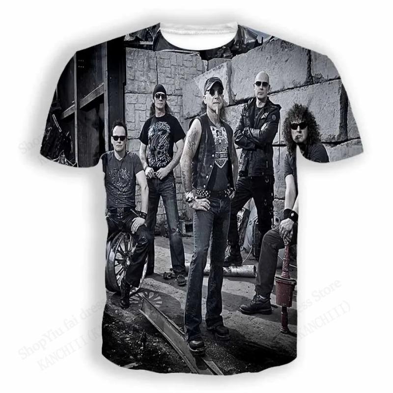T-shirt Stampa 3D Rock Band Accept Uomo Moda Taglie Forti Manica Corta Bambini Hip Hop Sportive Top Magliette Abbigliamento Uomo Vintage