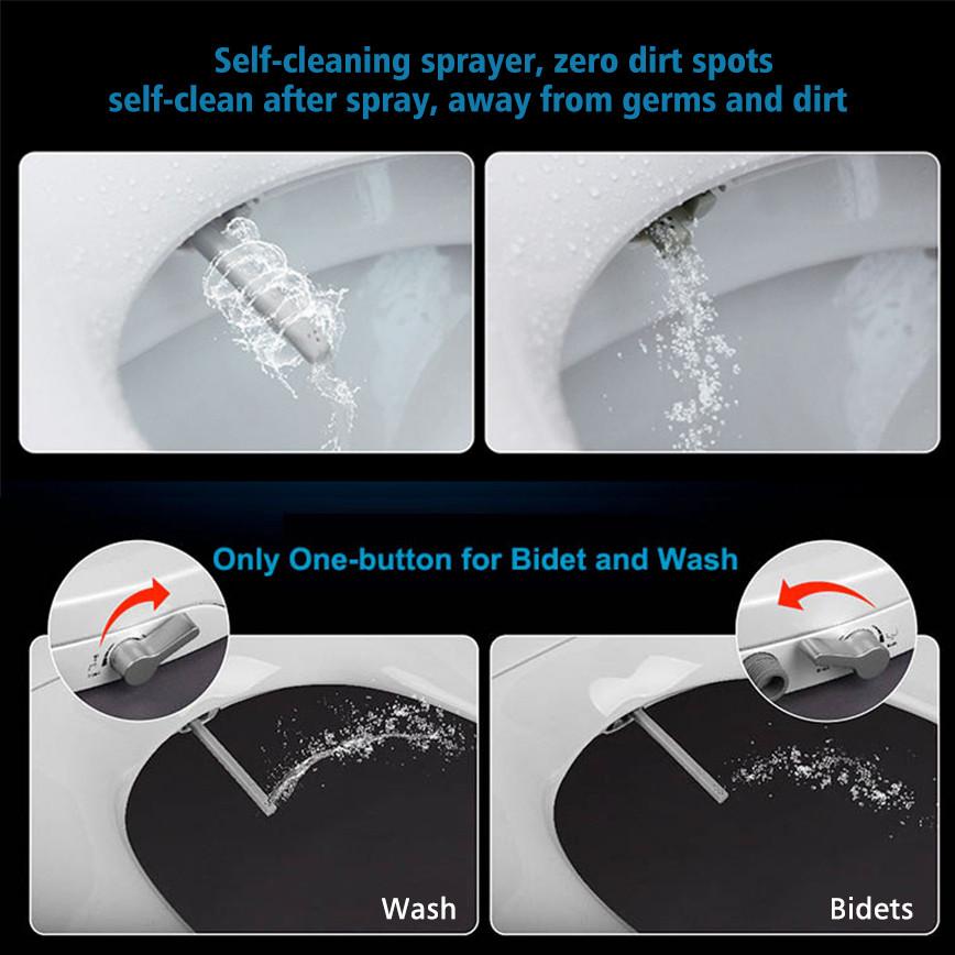 Soft Closing Dual Nozzle Manual Control Bidet Seat Home Universal Toilet Seat Lid Non-Electric Bidet Toilet Seat Cover