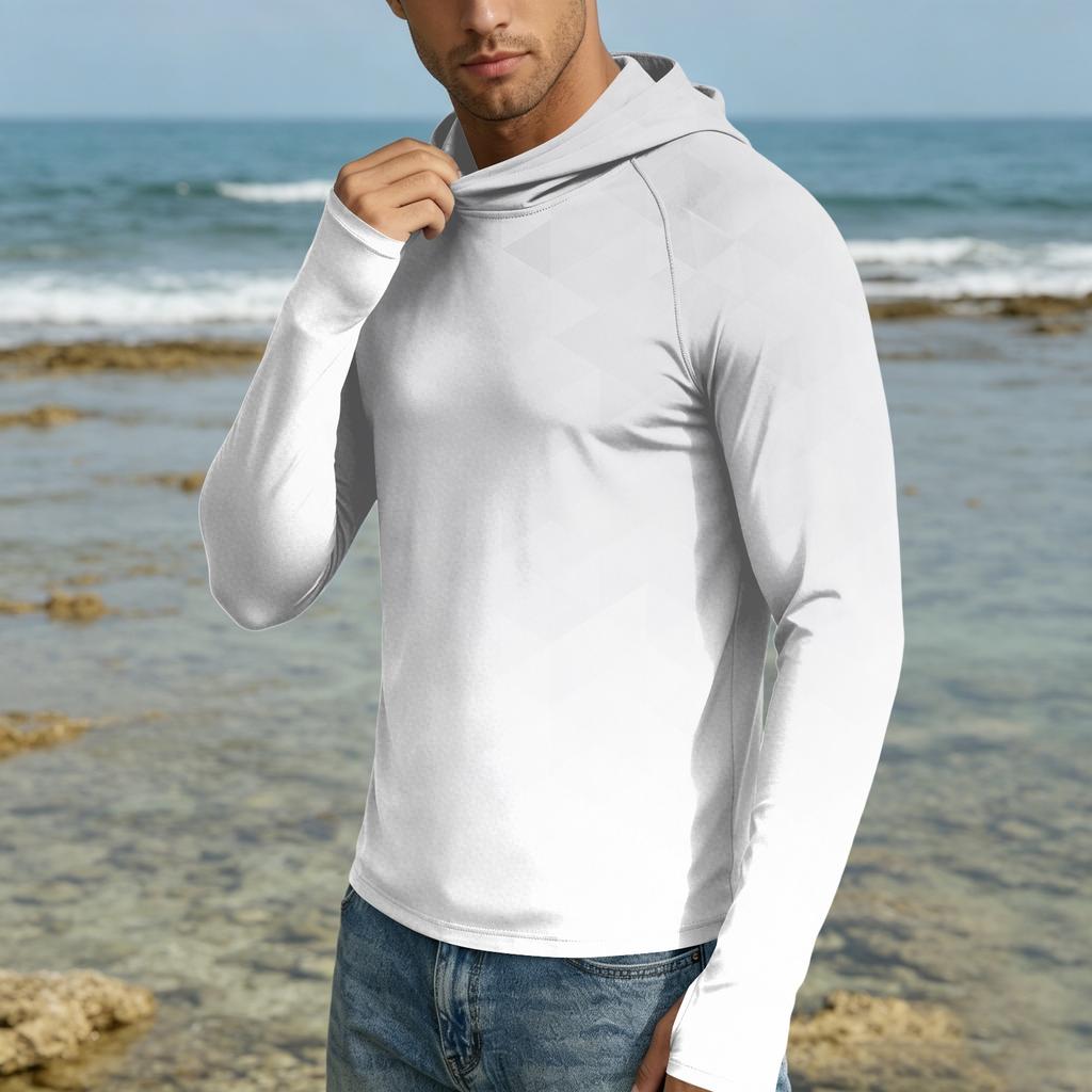 Herren UPF50+ Sonnenschutz Hoodie Langarm Schnelltrocknend Leicht Atmungsaktiv Sportshirt für Outdoor-Aktivitäten