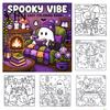 Jedinečné dárky pro milovníky Halloweenu, Kniha omalovánek s duchy pro dospělé, 24 listů, Roztomilé vzory, Zesílený papír, Podložky na kreslení z bavlněné buničiny 20 cm