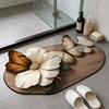 Floor Mat Quick Drying High Water Absorption 3D Realistic Butterflies Floral Pattern Anti-Slip Bathroom Mat Entryway Kitchen Rug