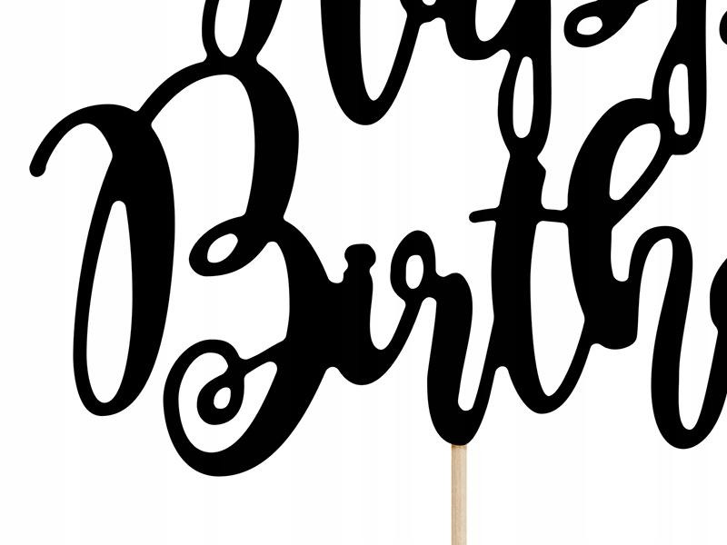 Topper Na Tort Happy Birthday Czarny, 22,5Cm, 1Szt