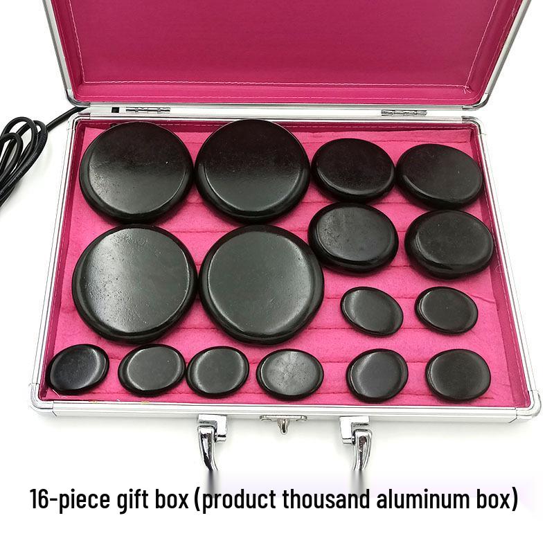 20-Piece Volcanic Energy Stone Massage Set with Heating Box and Essential Oil