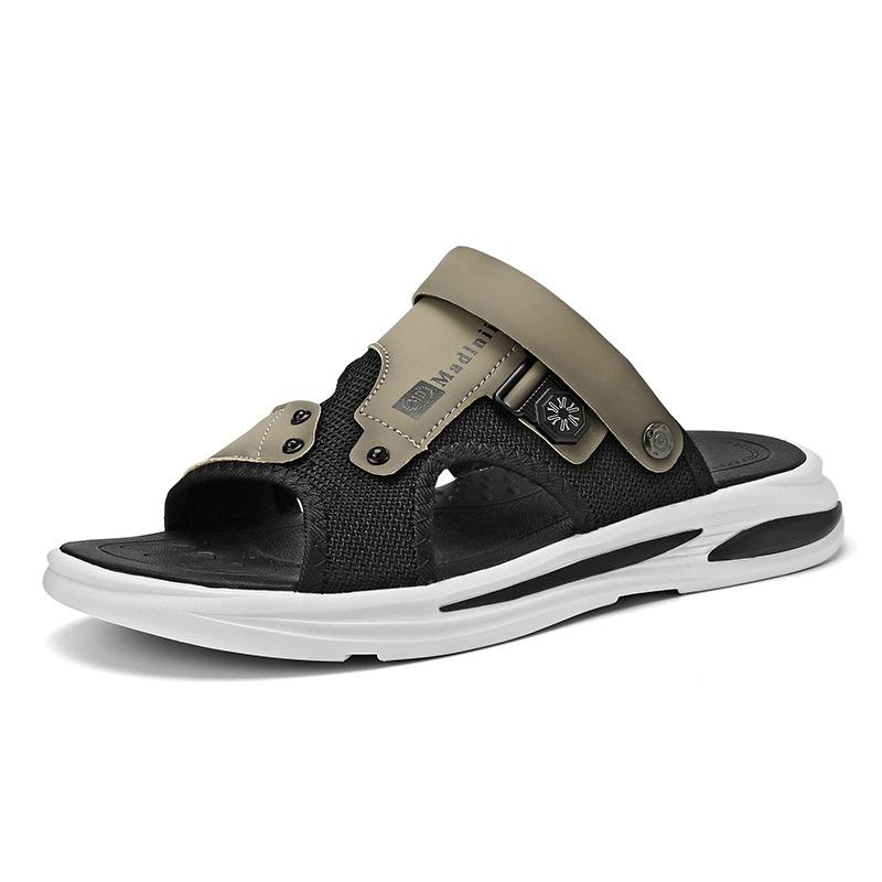Summer New One-word Sports and Leisure Sandals Men's Comfortable and Breathable Soft-soled Non-slip Driving Beach Cool Slippers Two Wear